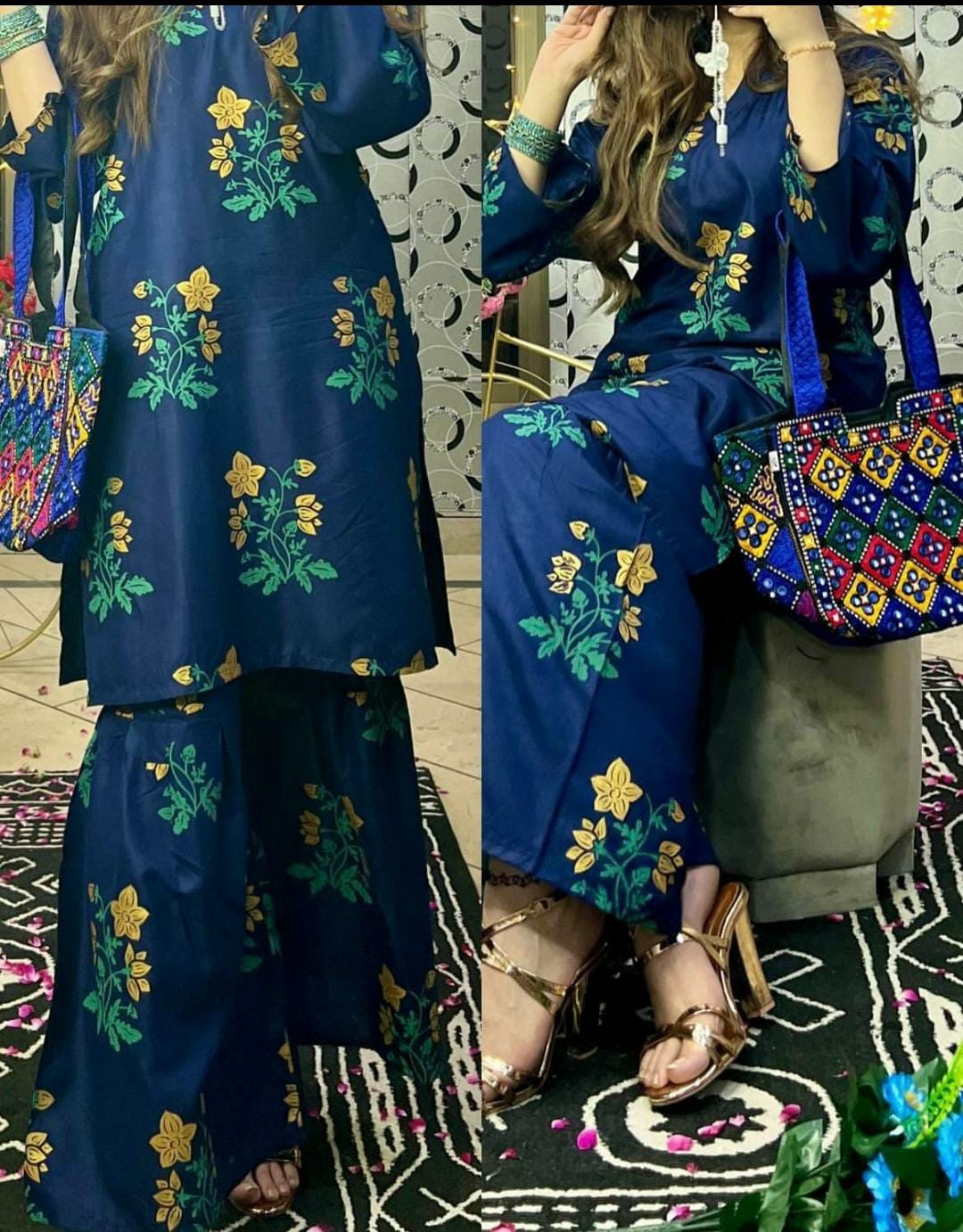 Printed Shirt With Sharara 02 pieces stitched dress for girls